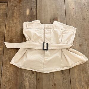 Beige Strapless Top with Belt